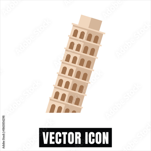 Leaning Tower of Pisa vector illustration, flat design Italian landmark icon