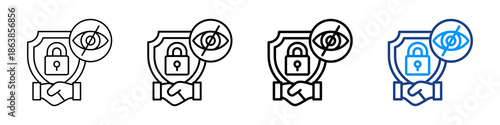 Confidentiality Icon Different Style Outline Collection Set.