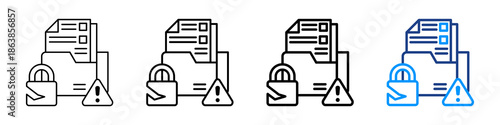 Data Breach Icon Different Style Outline Collection Set.
