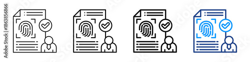 Biometric Data Icon Different Style Outline Collection Set.