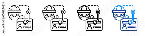 Identity Theft Icon Different Style Outline Collection Set.