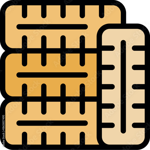 Stacked hay bales and tire symbolize farm activities and rural landscapes