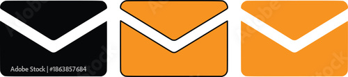 Email envelope icon set for mail communication and newsletter marketing contact symbols