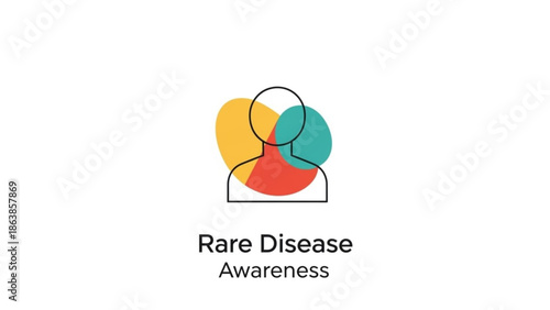 Rare disease awareness campaign symbol with colorful overlapping circles representing unity and support for patients with uncommon illnesses and conditions