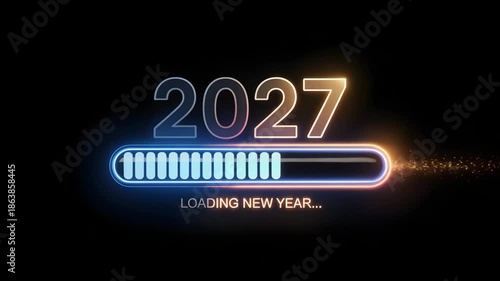 Loading New Year 2027 with modern neon progress bar