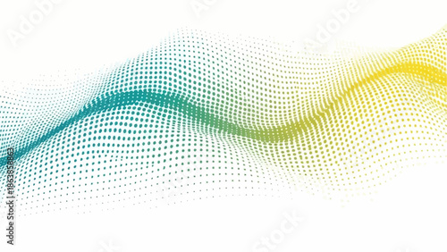 Vibrant gradient wave of colorful dots on white background
