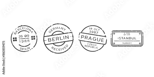 Blank postage stamp vector flat style cartoon illustration with mailing postal sticker template, isolated background, decorative label design for correspondence and communication