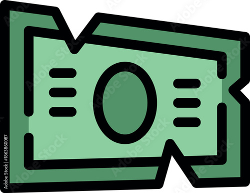 Green torn banknote representing financial crisis, bankruptcy and economic instability