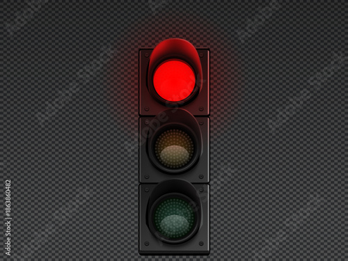 Red Street traffic light icon lamp. Traffic light direction regulate safety symbol. Transportation control warning