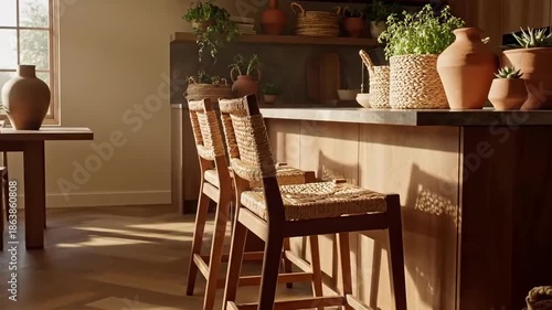 Elegant Kitchen Interior Design With Natural Light And Wooden Accents In A Modern Home