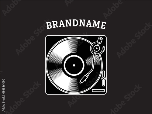 Vinyl Record Player Illustration Design Element.