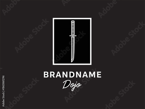 Simple White Dagger Icon on Black.