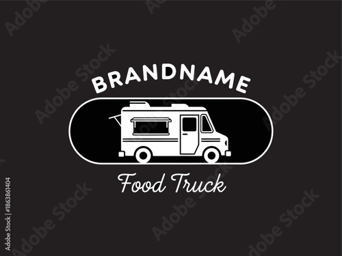 Food Truck Logo Design Template Illustration.