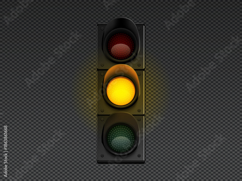 Yellow street traffic light icon with lamp signals regulating direction and safety vector symbol for transportation control urban crossing road navigation illustration