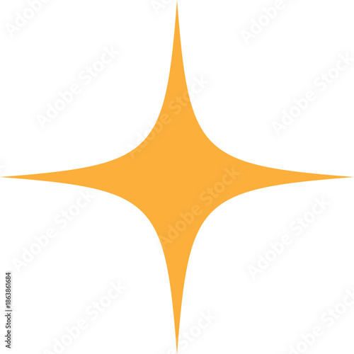 A simple orange four pointed star shape shines brightly against a clean white background