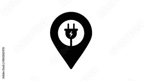 Electric vehicle charging station location pin icon.