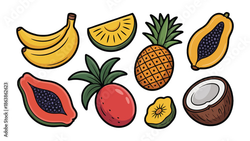 Tropical Fruit Assortment: A vibrant collection of tropical fruits, bursting with color and freshness, offering a taste of exotic flavors and a visual feast.