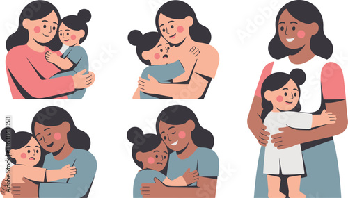 Mothers embrace children with love, offering comfort and support during moments of joy and sadness