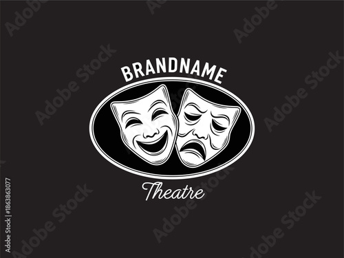Theatre Masks Logo Design Element.