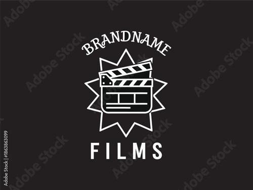 Film Clapperboard Logo Design Template.