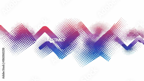 Vibrant abstract gradient wave design with colorful dots and zigzag patterns