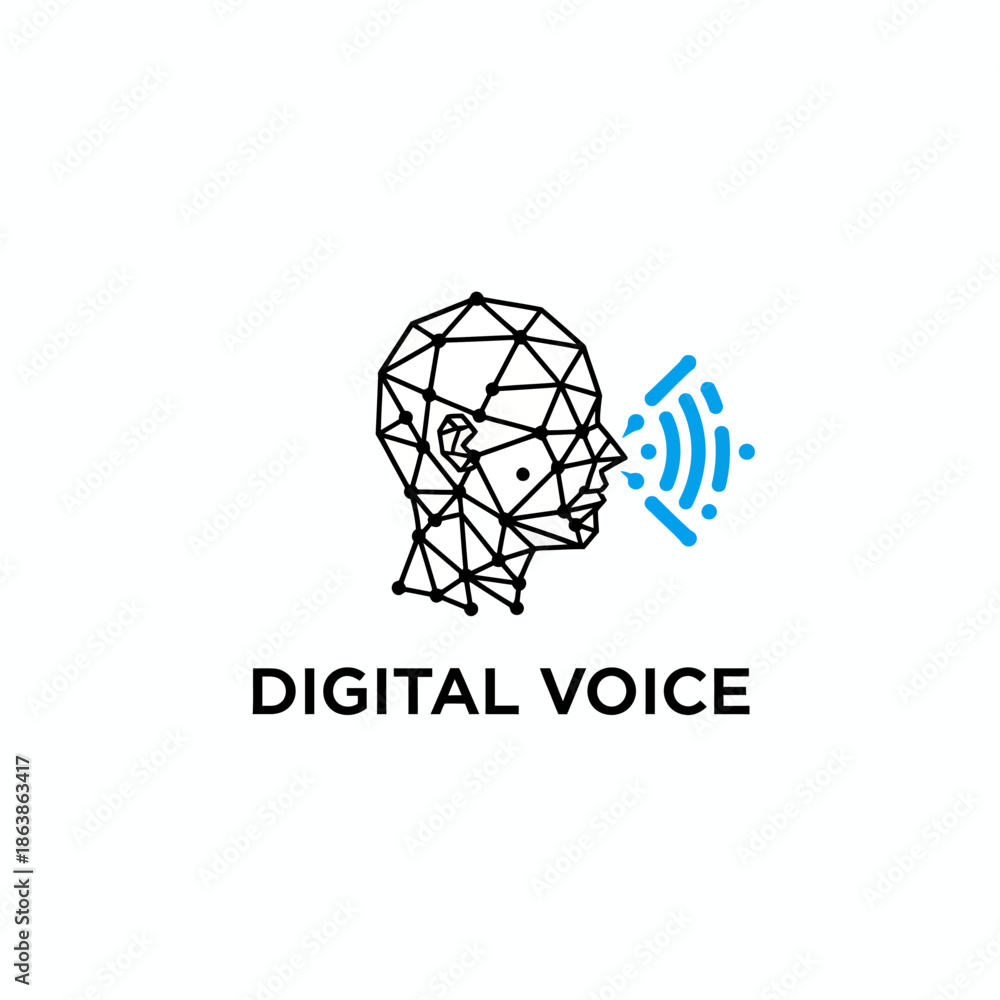 Fototapeta premium Digital Voice Artificial Intelligence Head Logo