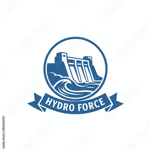 Hydro Force Dam Water Power Logo