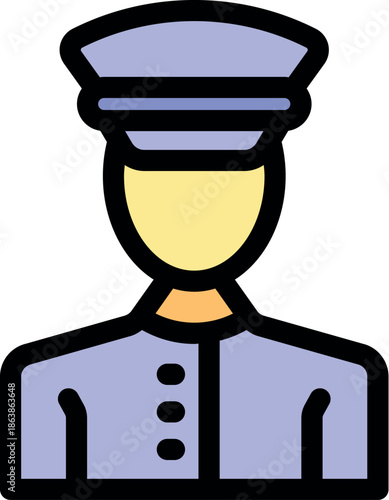 Portrait of a bellboy wearing uniform and hat, representing hospitality and hotel services