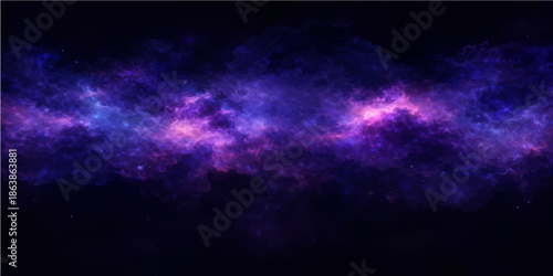 Abstract blue galaxy background featuring a deep space nebula with bright stars and glowing cosmic clouds across a dark night sky universe