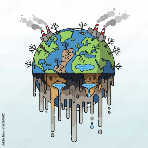 Planet Earth suffering from pollution and environmental destruction