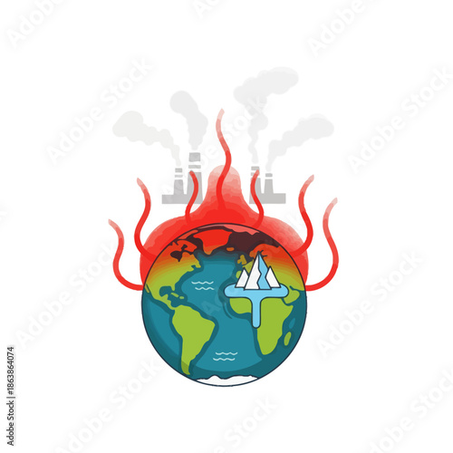 Planet Earth Burning From Industrial Pollution and Global Warming