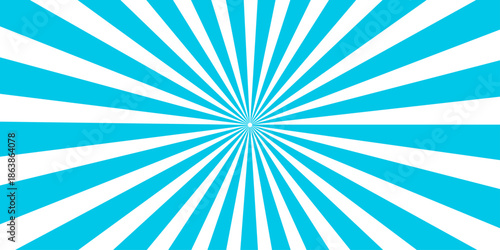 Abstract blue sunburst background featuring a vintage radial pattern with bright vector rays and a retro star design for a glowing light beam wallpaper illustration