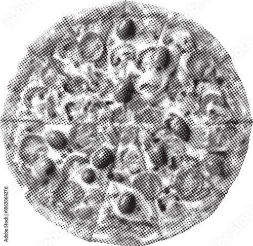 Delicious Pizza Toppings - Halftone Style Graphic