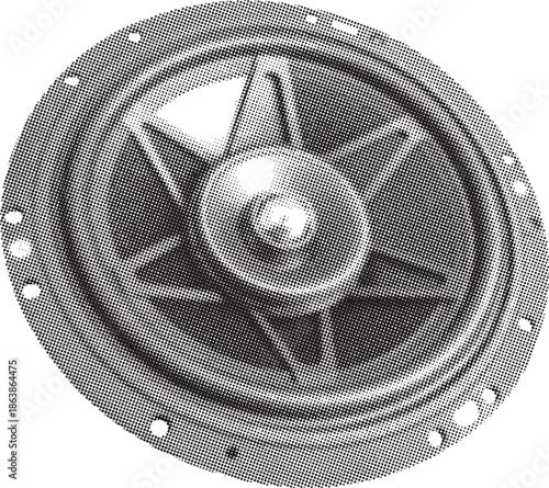 Retro Speaker Component - Halftone Black & White