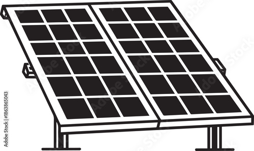 Solar panel system icon vector for renewable energy sustainable power generation technology