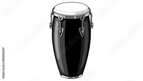 Conga drum musical instrument icon, percussion instrument vector illustration isolated on white.
