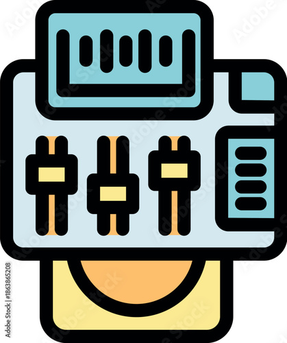 Audio mixing console processing audio tracks with equalizer and cd player, ideal for music production and sound engineering