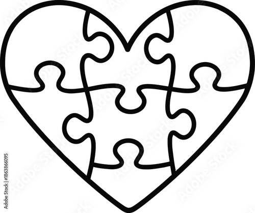 Incomplete Puzzle Heart Relationship vector Concept.