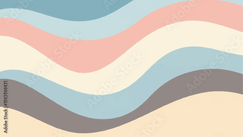 Gentle, undulating pastel colored wavy stripes flow across the frame, creating a soft abstract design.