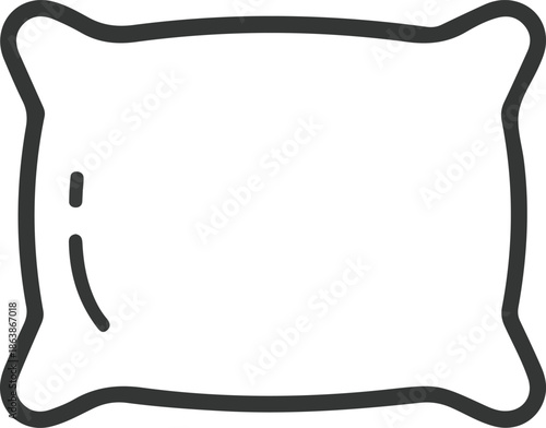 Pillow Cushion Outline Icon Simple Vector, Minimal black outline illustration of a pillow or cushion icon, representing comfort, sleep, and home textile concepts for web and design use.

