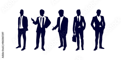 Businessman silhouette vector in fashionable formal suit, elegant corporate professional design illustration for business, office and executive presentation