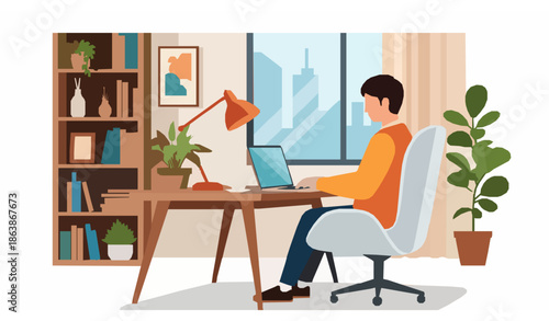Remote Work and Freelance Lifestyle Flat Vector Illustration