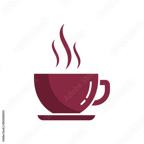 Steaming Coffee Cup Icon Isolated on White Background