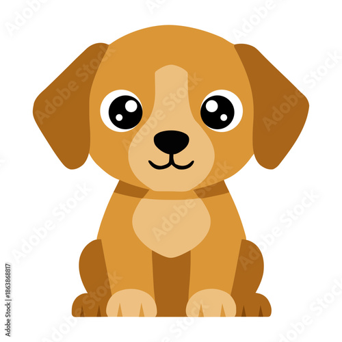Cute puppy sitting illustration for kids coloring book page isolated on white