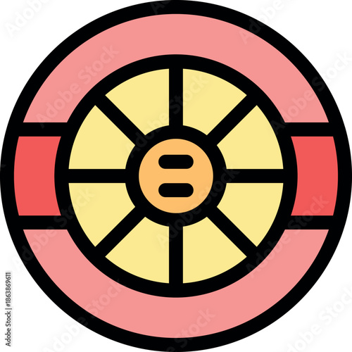 Rotating dharma wheel represents the buddha's teachings and the eightfold path, a central symbol in buddhism