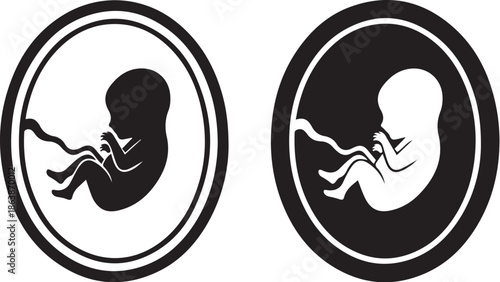 Medical icon of a fetus in womb baby development symbol