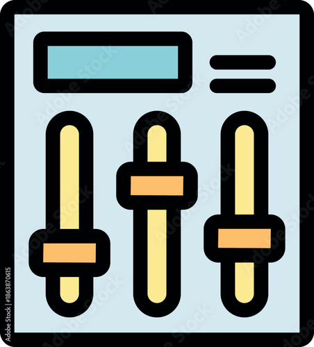 Adjusting sound levels with precision using an audio control panel featuring vertical sliders and a digital display