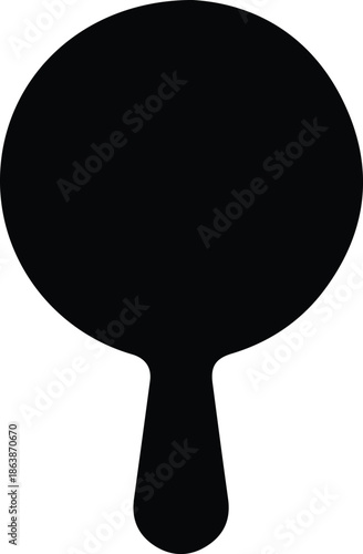 Handheld Mirror Silhouette Beauty Icon, Black handheld mirror silhouette representing beauty, self reflection, grooming, and personal care concepts, isolated on white background for design use.

