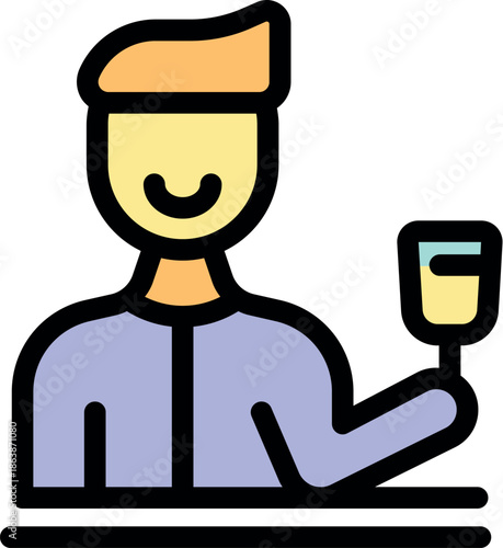 Happy man enjoying a glass of wine, celebrating and relaxing at the bar