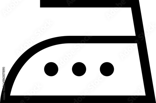 Iron silhouette symbol with one dot. Ironing temperature up to 200°C. The fabric can withstand heat and contact with the soleplate of an iron up to 200°C. Information on the garment label. Warning.